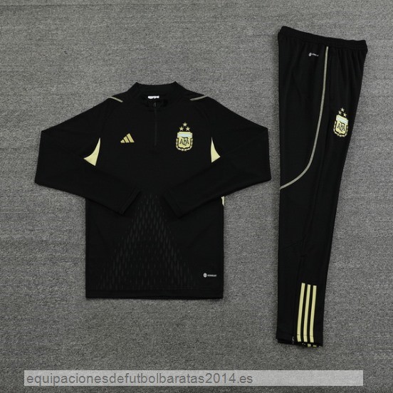 Nuevo Conjunto Completo Sudadera Entrenamiento Argentina 2023 Negro I Amarillo Baratas